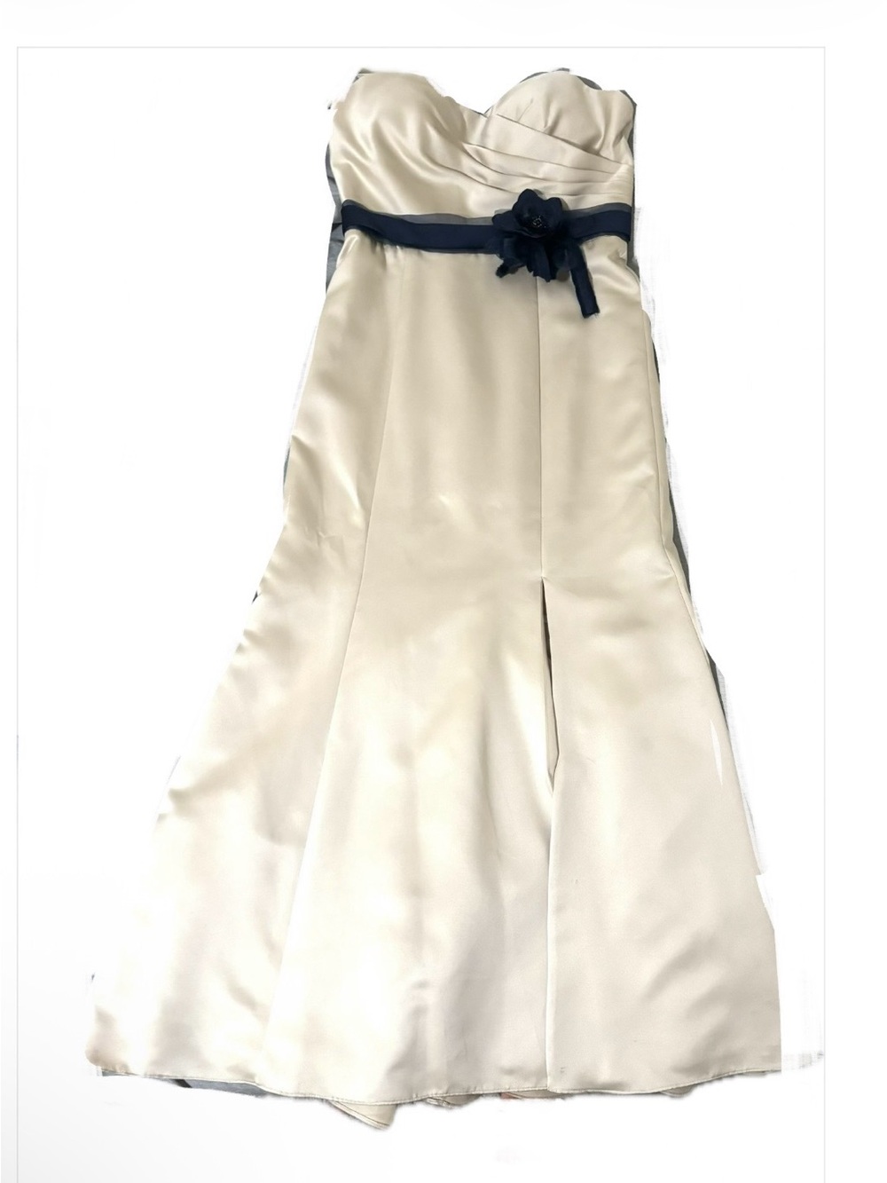 Alfred Angelo Cream Bridesmaid Dress with Navy Accent